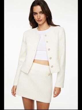 DYNAMITE Margaux Short Tweed Skirt Blazer Matching Set Size XL Worn Once